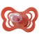 Nipple - orthodontic dummy, silicone, +6 months, with a holder, cherry color