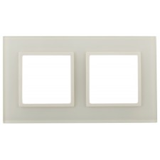 Frame for sockets and switches Era Elegance 14-5102-02 for 2 posts, glass, era Elegance, ivory