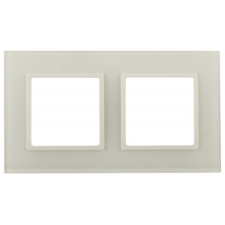 Frame for sockets and switches Era Elegance 14-5102-02 for 2 posts, glass, era Elegance, ivory