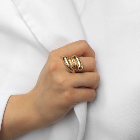 Ring metal "Trend" triple wave, color gold, size 16-3