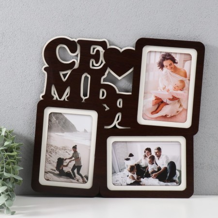 Photo frame LHDF "Family" 33x33 in 3 photos 10x15 cm, col. Wenge (plastic screen)