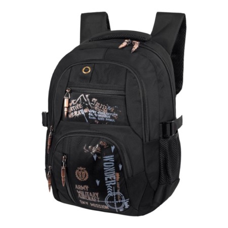 Youth backpack 40 x 28 x 14 cm, ergonomic back, Monkking, W201 Black-3