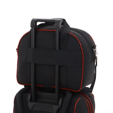 Small Small suitcase 20 "with a bag, a lightning department, with an extension, the color is black-12