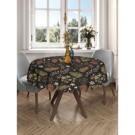 The tablecloth “Leaves on a dark background”, round, Saten, d = 150 cm-2