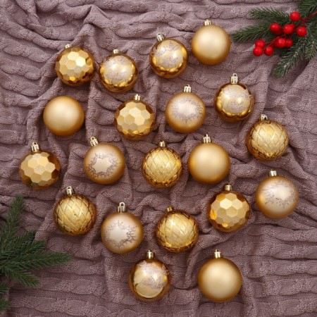 Set of balls plastic D-6 cm, 20 pcs "Virzhini Assorted" gold