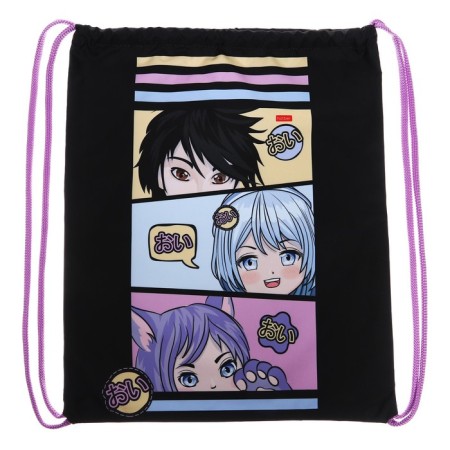 A bag for shoes 490 x 410 mm, with a loop, Hatber "anime" black nmn_14027-1
