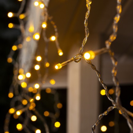 Garland "fringe" 3 × 0.6 m, IP44, UMS, transparent thread, 160 smd-led, glow warm white, 220 V-1