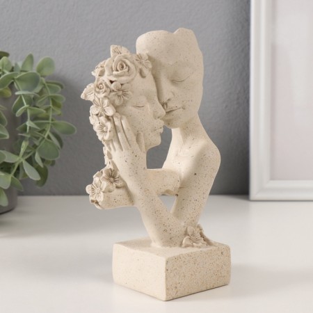Souvenir Polystone Bust "Flowers with flowers" White in specking 9.5x6x17 cm-1
