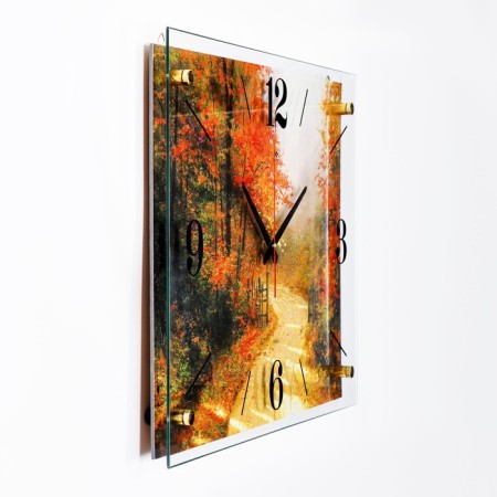 Carty clock is wall, series: nature, "autumn road", 40x56 cm-1