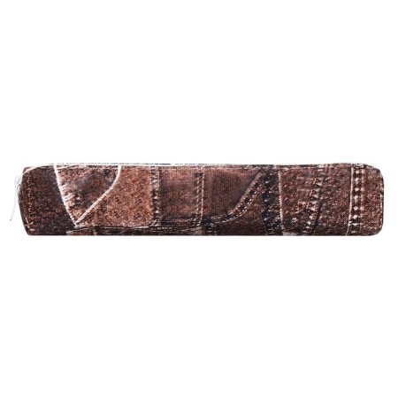 School pencil case with a zipper "Jeans", brown color-1