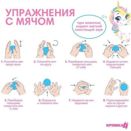 Набор для ванны «Единорог», мочалка с игрушкой, 2 тактильных мячика, Крошка Я-2