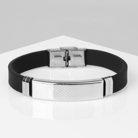 Bracelet Unisex "Style" rectangle with a pattern, black color with silver, 23 cm