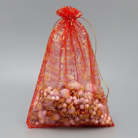 Bag gift organza "Cozy and heat", 20 x 30 cm +/- 1.5 cm, New Year-1