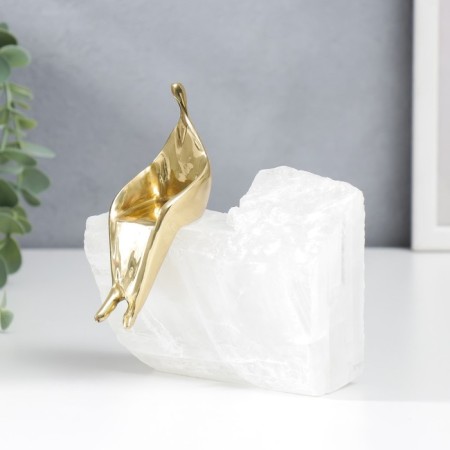 Souvenir brass, quartz "abstraction. Man in a cloak, sits on the mountain" 13x7x15 cm-3