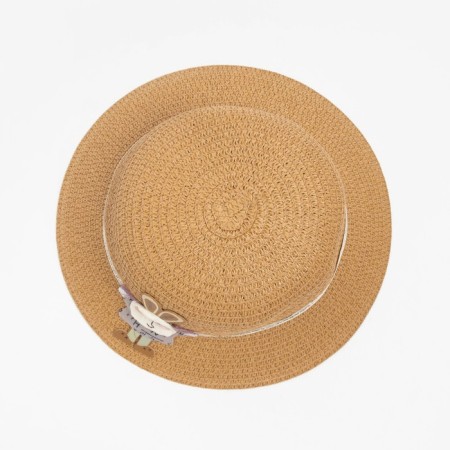 Hat for the girl Minaku "Bunny", brown color, river 52-1