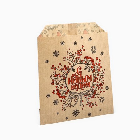 Envelope for sweets "Happy New Year", bullfinches, 14 x 16 cm, new year
