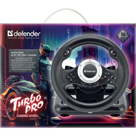 The steering wheel Defender Turbo Pro, wired, vibration, for PC, 2 pedals, USB-7