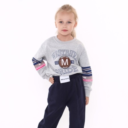 Sweatshirt for girls, gray color, height 152-158cm-4