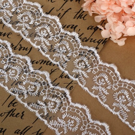Organza lace, 40 mm × 9 ± 0.5 m, white color-1