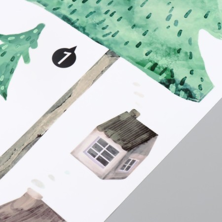 Sticker Plastic Interior color "houses in a pine forest" set 2 sheets 30x90 cm-2
