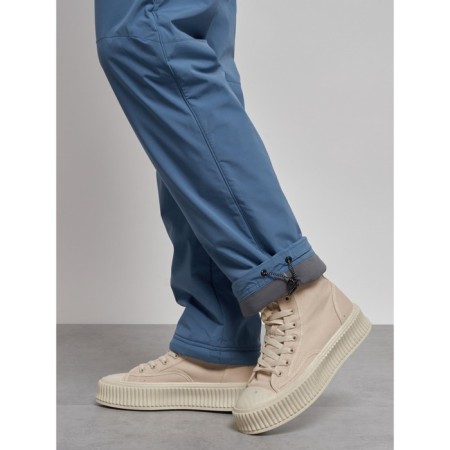 Warmed female trousers, size 48, blue color-7