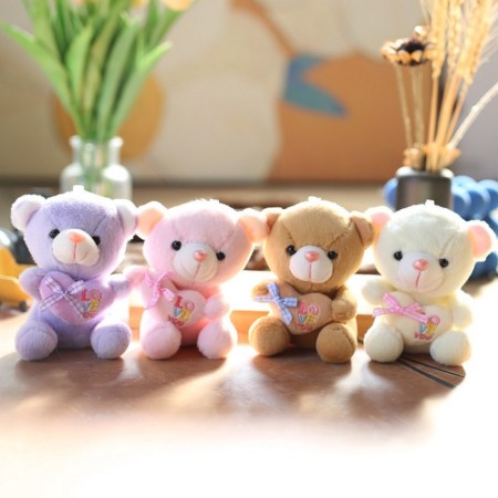 Soft toy "Bear with Heart", on a key fob, 12 cm, color mix-3