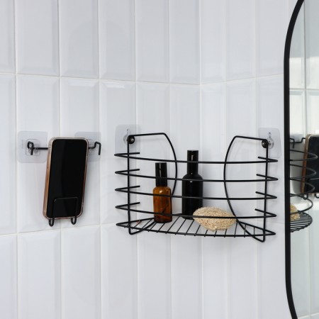 Corner shelf with a phone holder, 22.5 × 22.5 × 20.5 cm, black color-8