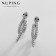 Earrings with rhinestones Xuping shine, white color in silver