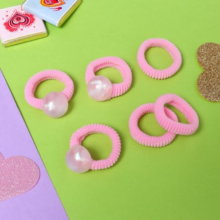 Hair gum "Tenderness" (set 6 pcs) Moon, 2 cm, pink-1