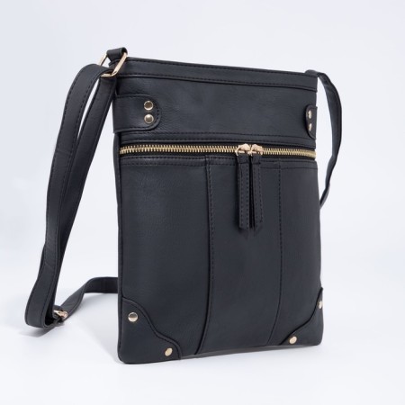 Bag Cross-Bodi with a zipper, black color-2