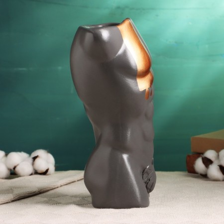 Kashpo - Vase "Men" gray with bronze, 28 cm-3