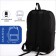 Youth backpack from textiles with a zipper, waterproof, 4 pockets, black/blue color