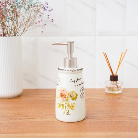 A set of accessories for the bathroom "Rose", 4 items (400 ml dispenser, soap dish, 2 glasses), white color-4