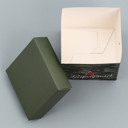 Gift folding box, packaging, “February 23”, 10 x 10 x 10 cm-2