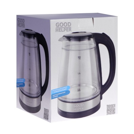Electric kettle Goodhelper KPG-1800, plastic, glass flask, 1.8 l, 1500 watts, gray-black 1067812-8