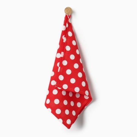 Towel 35x60cm peas, red, waffle, 120 g/m, HL100%