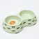 Metal dual bowl on a plastic base 2 x 160 ml, 25 x 14 x 5 cm, green