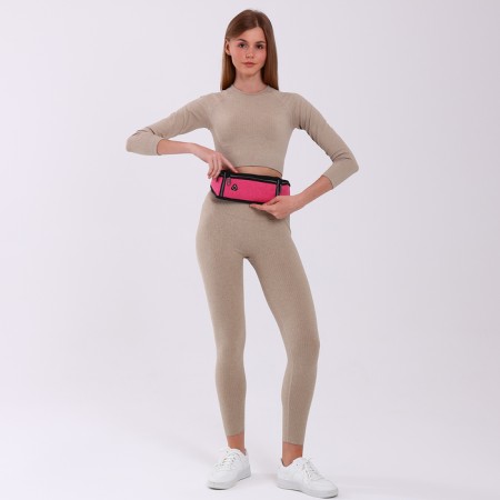Lightning waist bag, 3 departments, pink color-5