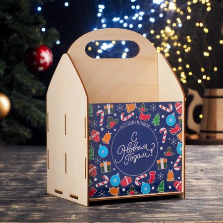 Box for beer "Happy New Year!" Violet background-1