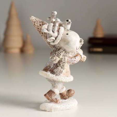 Souvenir Polystone "joyful elk with a Christmas tree" 7x5.5x11 cm-1