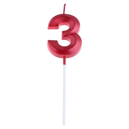 Candle in the cake on the ships "Fine", the number "3", 5 cm, red-5