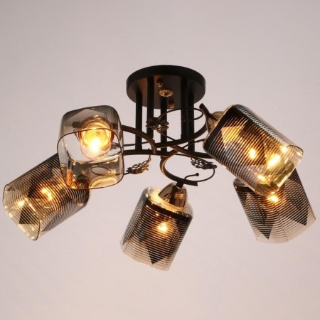 Chandelier 10101/5 5x60W E27, black/amber, 56x56x28 cm-1