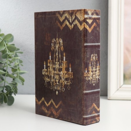 Broken cabinet wood to leatherette, glass "Crystal chandelier" 4.3x12x18 cm-3
