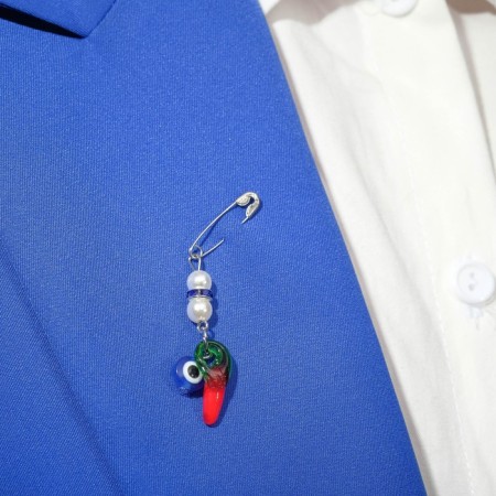 Pin-shaped pins "Cash pins" pepper with pearls, 2.2 cm, color in silver-4