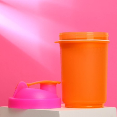 Sports shaker with a bowl for protein, ORNANNAZH-pink, 500 ml-2