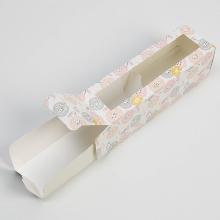 Box for Makarun, confectionery packaging "Flowerers", 5.5 x 18 x 5.5 cm-1