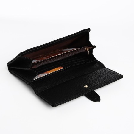 Women's wallet on the button, black color-3
