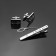 Set of men's “cufflink + tie clip” Rectangle with rhombuses, black color in silver