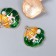 Decor for creativity metal, enamel, rhinestones "Sea shell with a bead" Green 2x2 cm