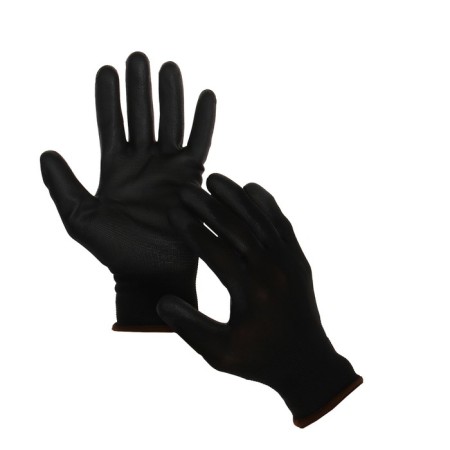 Garden, nylon gloves, with latex impregnation, size 10, black, Greengo